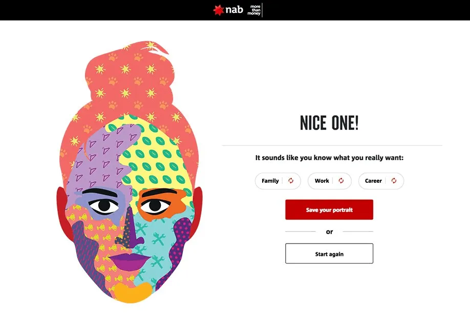 Web experience end screen using a female face