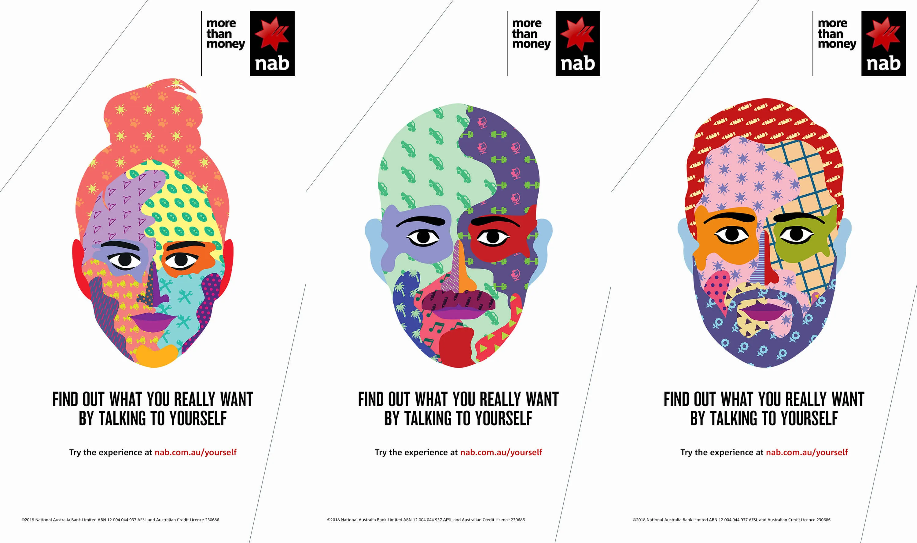 Campaign posters showing three generated faces